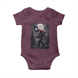 Bigfoot Texas Baby Onesie Forest Sasquatch Loves Rock On Hand Texas Flag TS10 Maroon Print Your Wear