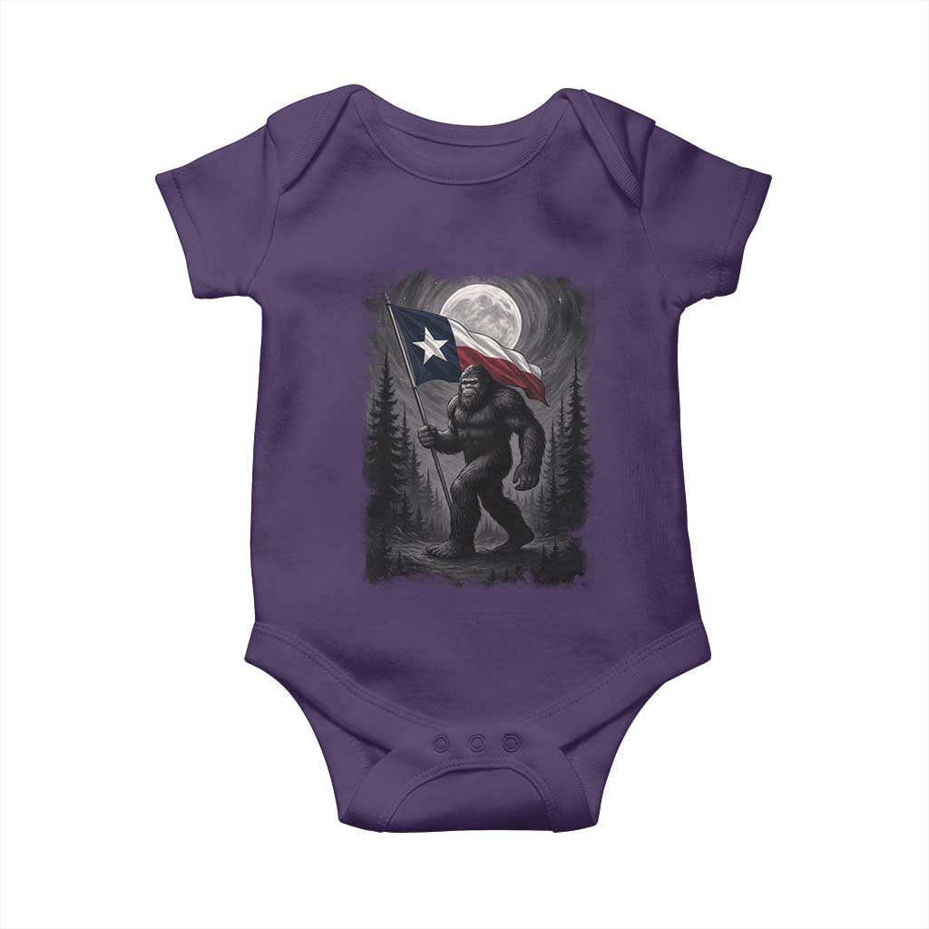 Bigfoot Texas Baby Onesie Forest Sasquatch Loves Rock On Hand Texas Flag TS10 Purple Print Your Wear