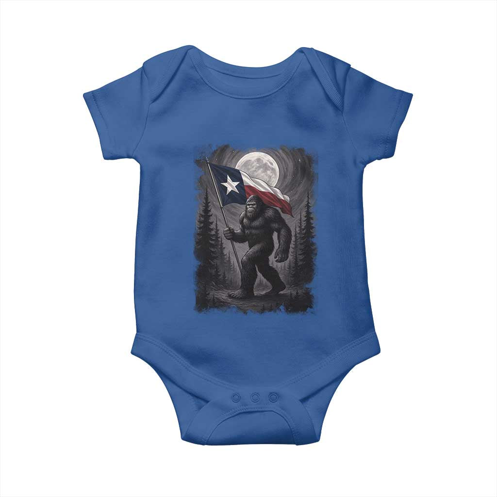 Bigfoot Texas Baby Onesie Forest Sasquatch Loves Rock On Hand Texas Flag TS10 Royal Blue Print Your Wear