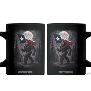 Bigfoot Texas Coffee Mug Forest Sasquatch Loves Rock On Hand Texas Flag TS10 Black Print Your Wear