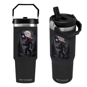 Bigfoot Texas Flip Straw Tumbler Forest Sasquatch Loves Rock On Hand Texas Flag TS10 One Size: 30 oz Black Print Your Wear
