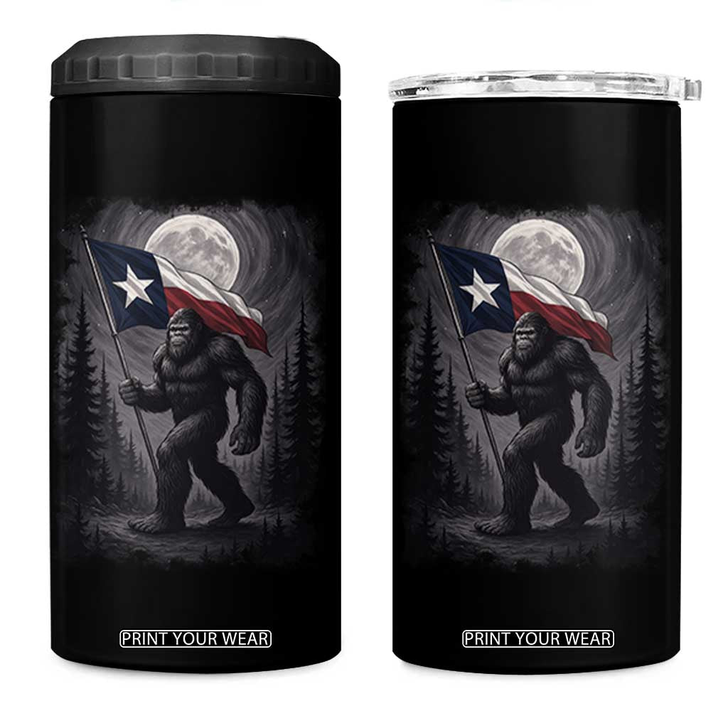 Bigfoot Texas 4 in 1 Can Cooler Tumbler Forest Sasquatch Loves Rock On Hand Texas Flag TS10 One Size: 16 oz Black Print Your Wear