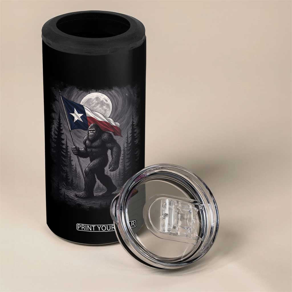 Bigfoot Texas 4 in 1 Can Cooler Tumbler Forest Sasquatch Loves Rock On Hand Texas Flag TS10 Print Your Wear