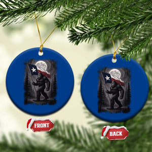Bigfoot Texas Ceramic Ornament Forest Sasquatch Loves Rock On Hand Texas Flag - Print Your Wear