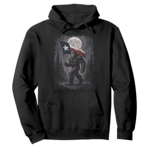 Bigfoot Texas Hoodie Forest Sasquatch Loves Rock On Hand Texas Flag TS10 Black Print Your Wear