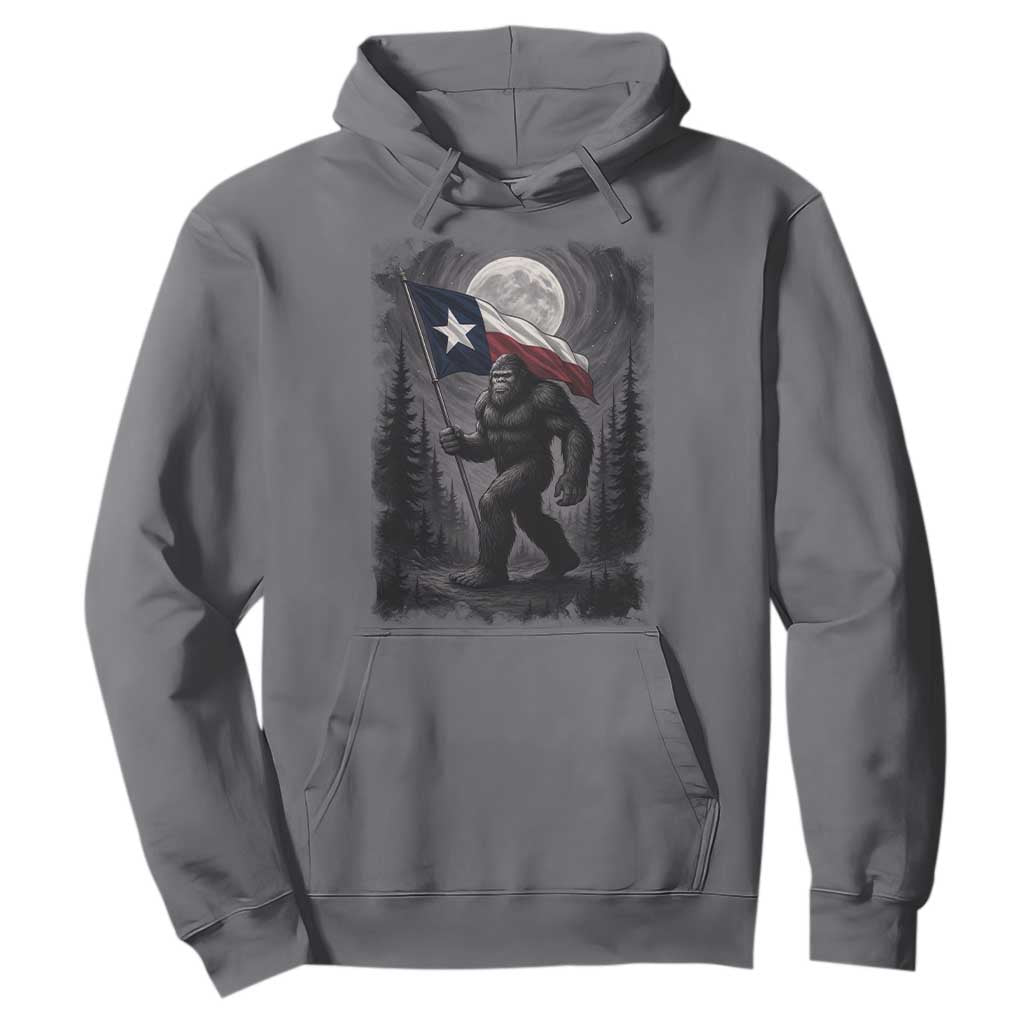Bigfoot Texas Hoodie Forest Sasquatch Loves Rock On Hand Texas Flag TS10 Charcoal Print Your Wear
