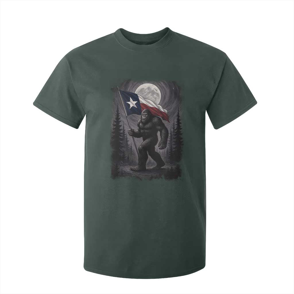 Bigfoot Texas T Shirt For Kid Forest Sasquatch Loves Rock On Hand Texas Flag TS10 Dark Forest Green Print Your Wear