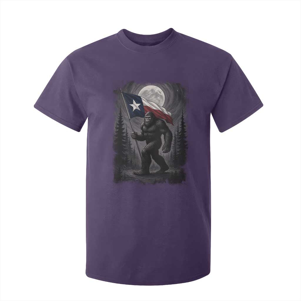 Bigfoot Texas T Shirt For Kid Forest Sasquatch Loves Rock On Hand Texas Flag TS10 Purple Print Your Wear