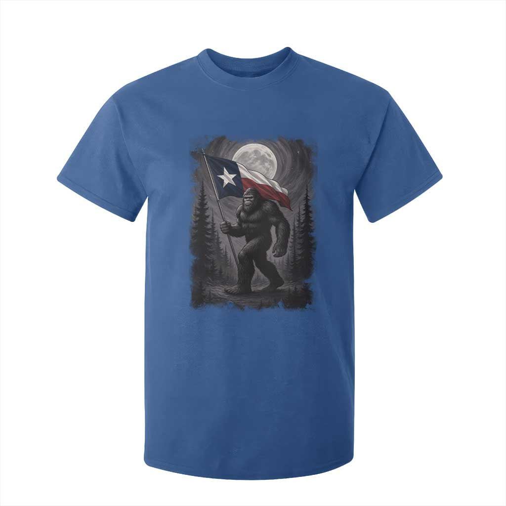 Bigfoot Texas T Shirt For Kid Forest Sasquatch Loves Rock On Hand Texas Flag TS10 Royal Blue Print Your Wear
