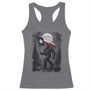 Bigfoot Texas Racerback Tank Top Forest Sasquatch Loves Rock On Hand Texas Flag - Print Your Wear