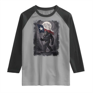 Bigfoot Texas Raglan Shirt Forest Sasquatch Loves Rock On Hand Texas Flag TS10 Sport Gray Black Print Your Wear