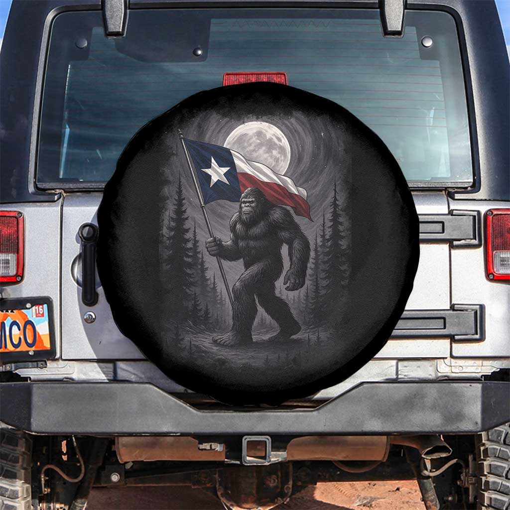 Bigfoot Texas Spare Tire Cover Forest Sasquatch Loves Rock On Hand Texas Flag TS10 No hole Black Print Your Wear