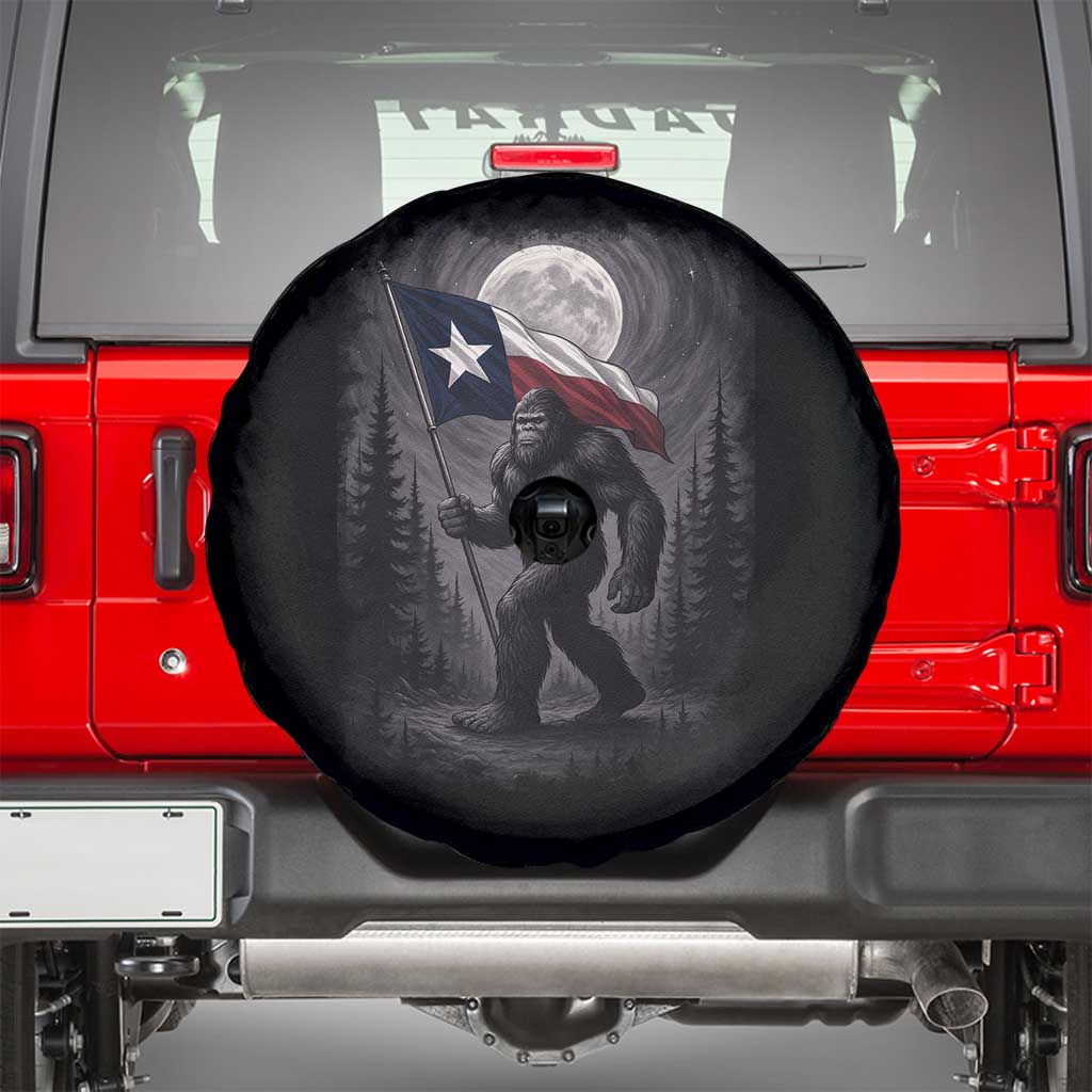 Bigfoot Texas Spare Tire Cover Forest Sasquatch Loves Rock On Hand Texas Flag TS10 Black Print Your Wear