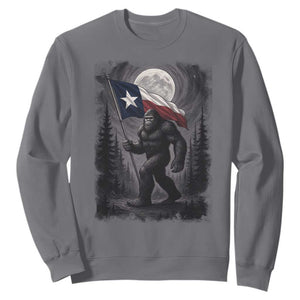 Bigfoot Texas Sweatshirt Forest Sasquatch Loves Rock On Hand Texas Flag TS10 Charcoal Print Your Wear