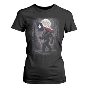 Bigfoot Texas T Shirt For Women Forest Sasquatch Loves Rock On Hand Texas Flag TS10 Black Print Your Wear