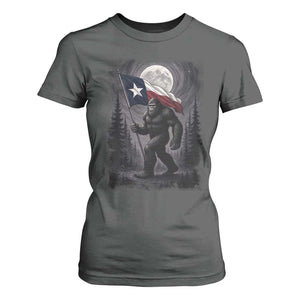 Bigfoot Texas T Shirt For Women Forest Sasquatch Loves Rock On Hand Texas Flag TS10 Dark Heather Print Your Wear