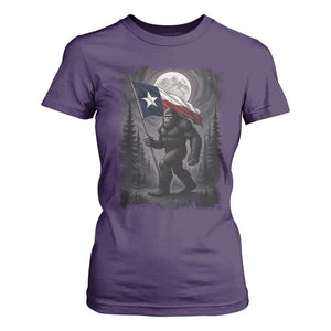 Bigfoot Texas T Shirt For Women Forest Sasquatch Loves Rock On Hand Texas Flag TS10 Purple Print Your Wear