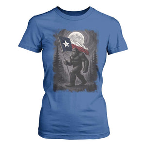 Bigfoot Texas T Shirt For Women Forest Sasquatch Loves Rock On Hand Texas Flag TS10 Royal Blue Print Your Wear