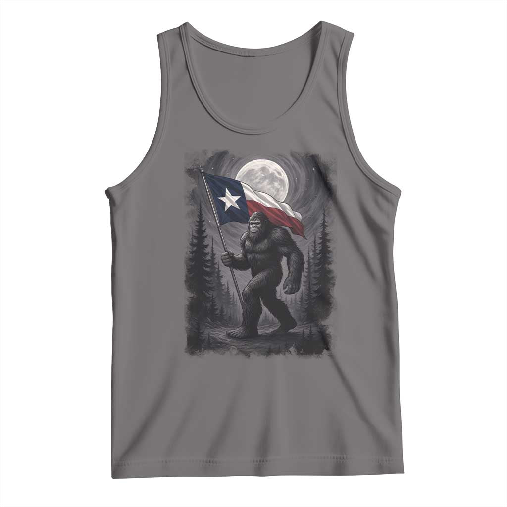 Bigfoot Texas Tank Top Forest Sasquatch Loves Rock On Hand Texas Flag - Print Your Wear