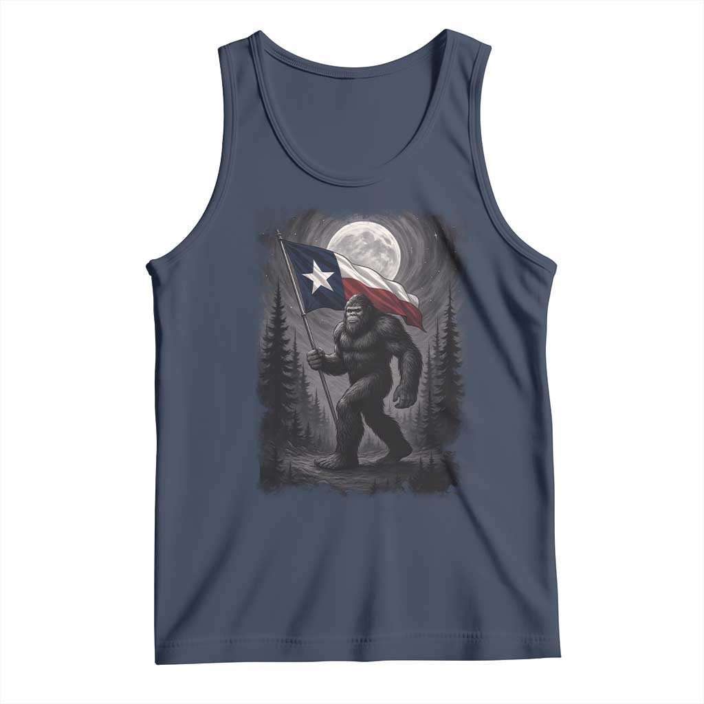 Bigfoot Texas Tank Top Forest Sasquatch Loves Rock On Hand Texas Flag TS10 Navy Print Your Wear