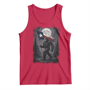 Bigfoot Texas Tank Top Forest Sasquatch Loves Rock On Hand Texas Flag - Print Your Wear