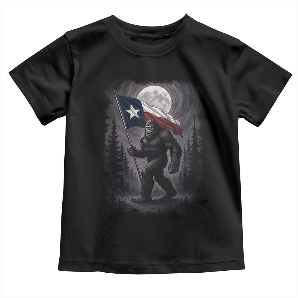 Bigfoot Texas Toddler T Shirt Forest Sasquatch Loves Rock On Hand Texas Flag TS10 Black Print Your Wear