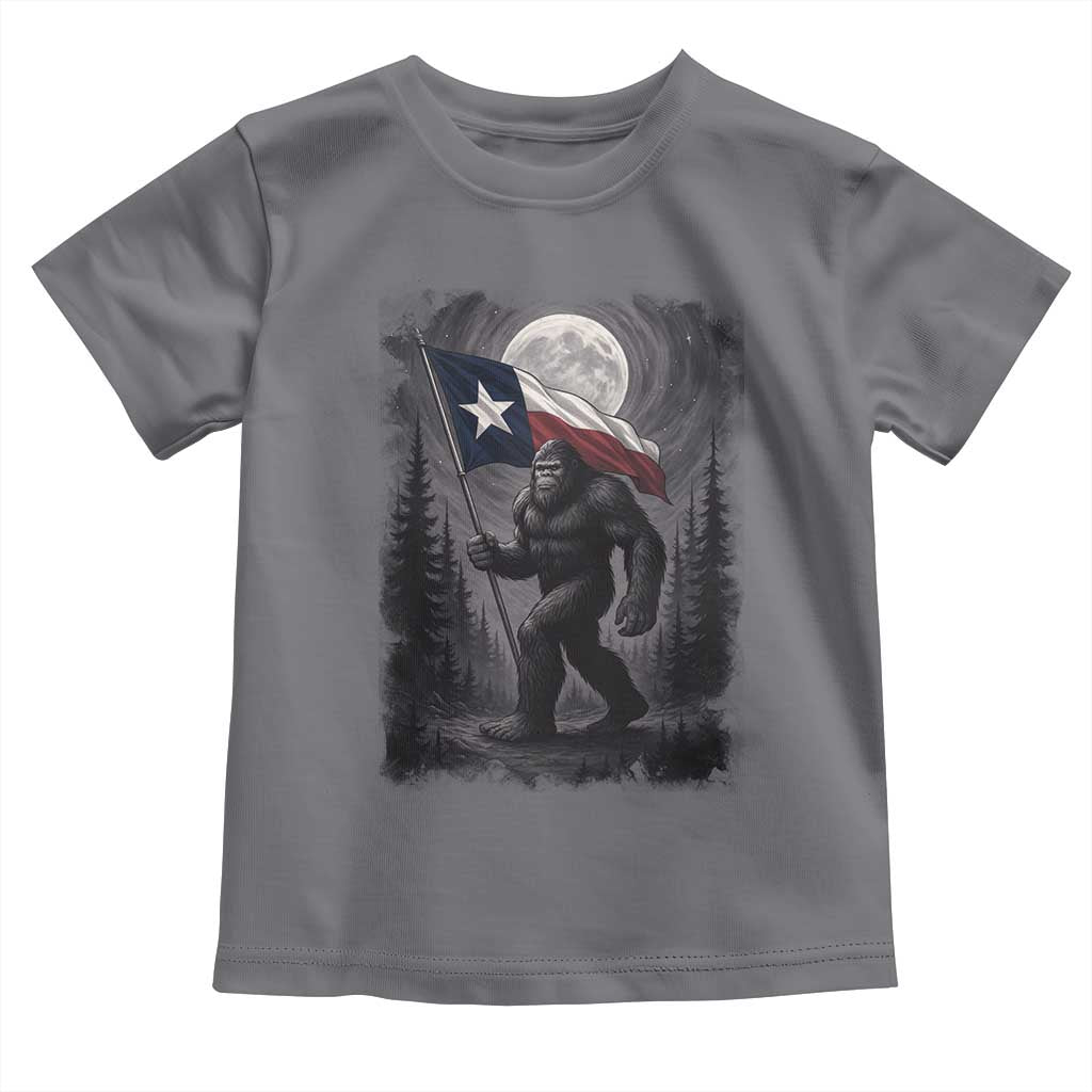 Bigfoot Texas Toddler T Shirt Forest Sasquatch Loves Rock On Hand Texas Flag TS10 Charcoal Print Your Wear