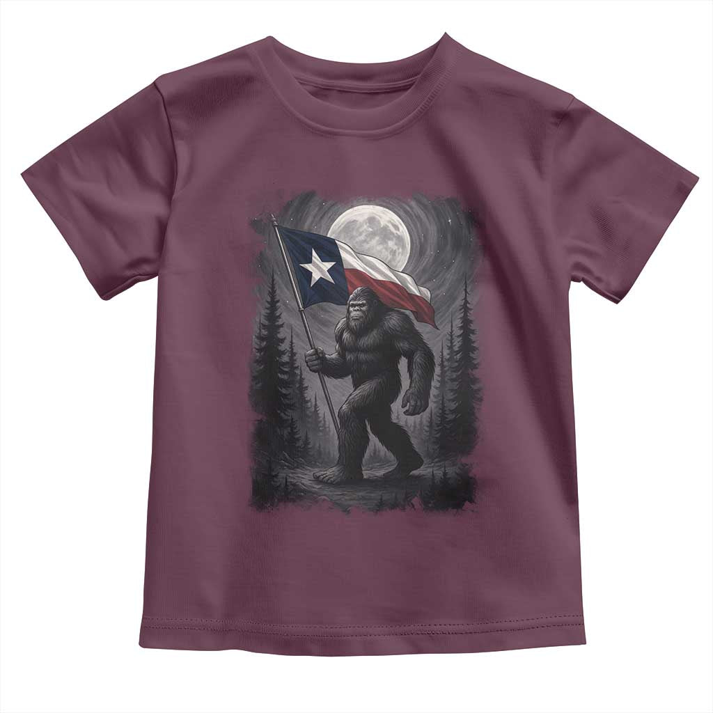 Bigfoot Texas Toddler T Shirt Forest Sasquatch Loves Rock On Hand Texas Flag TS10 Maroon Print Your Wear