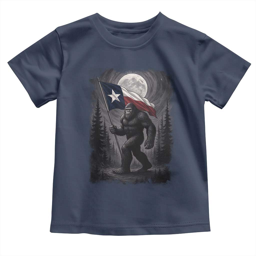 Bigfoot Texas Toddler T Shirt Forest Sasquatch Loves Rock On Hand Texas Flag TS10 Navy Print Your Wear