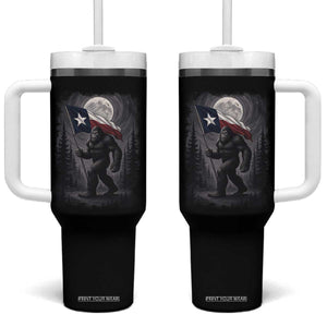 Bigfoot Texas Tumbler With Handle Forest Sasquatch Loves Rock On Hand Texas Flag TS10 One Size: 40 oz Black Print Your Wear