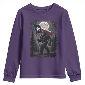Bigfoot Texas Youth Sweatshirt Forest Sasquatch Loves Rock On Hand Texas Flag TS10 Purple Print Your Wear