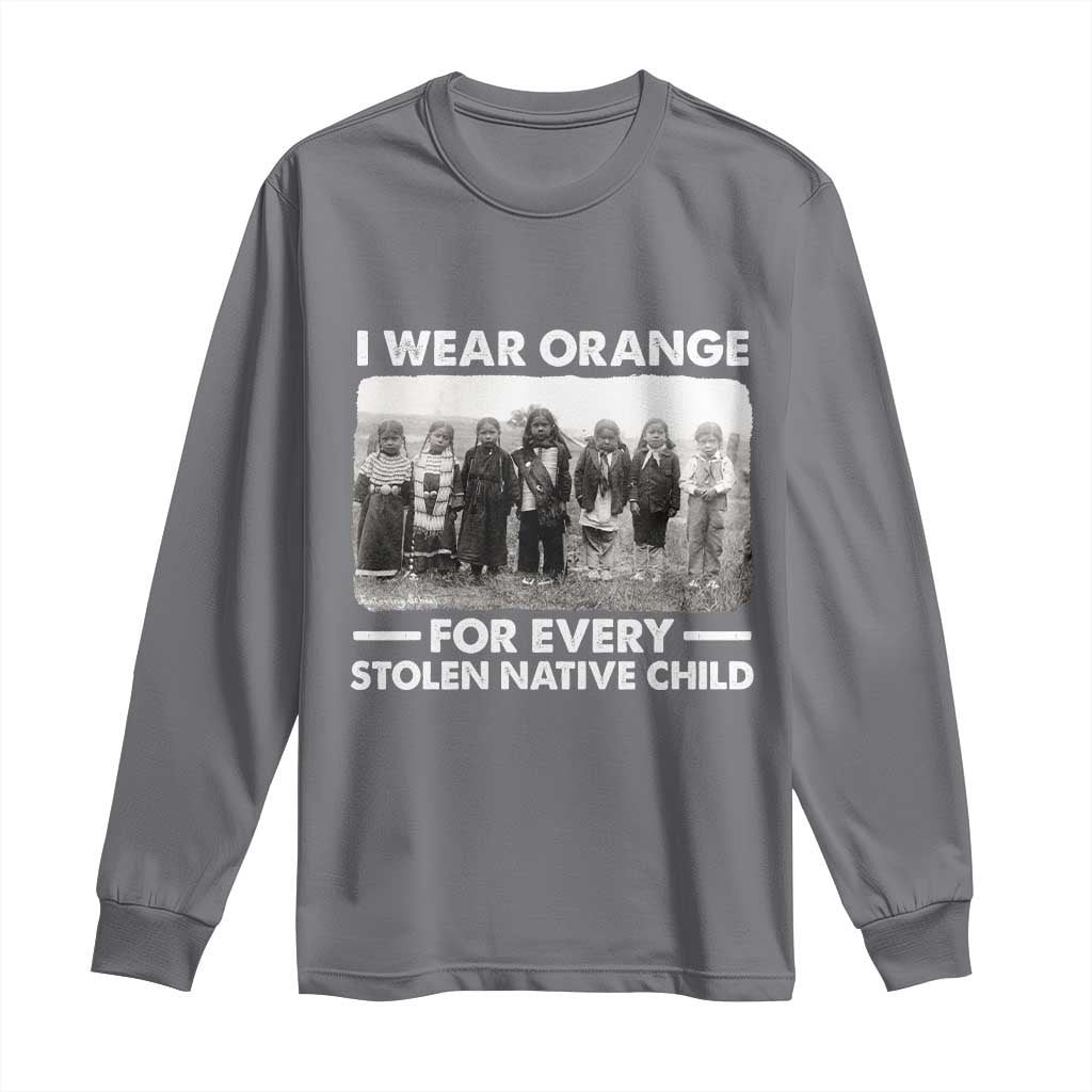 I Wear Orange For Every American Native Child Long Sleeve Shirt TS10 Charcoal Print Your Wear