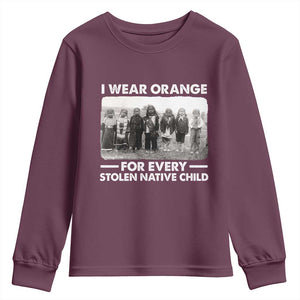 I Wear Orange For Every American Native Child Youth Sweatshirt TS10 Maroon Print Your Wear