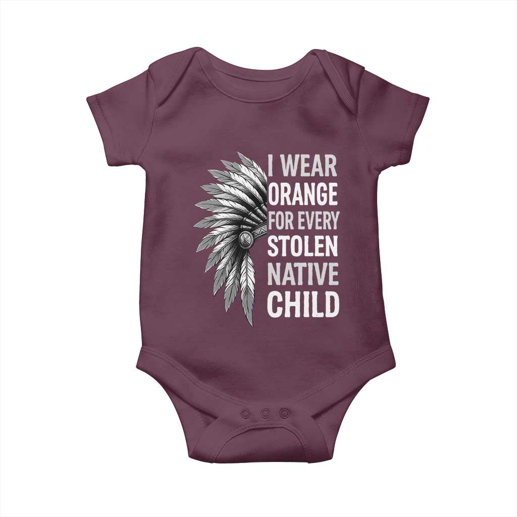 I Wear Orange For Every Stolen Native Child Baby Onesie Orange Day TS10 Maroon Print Your Wear
