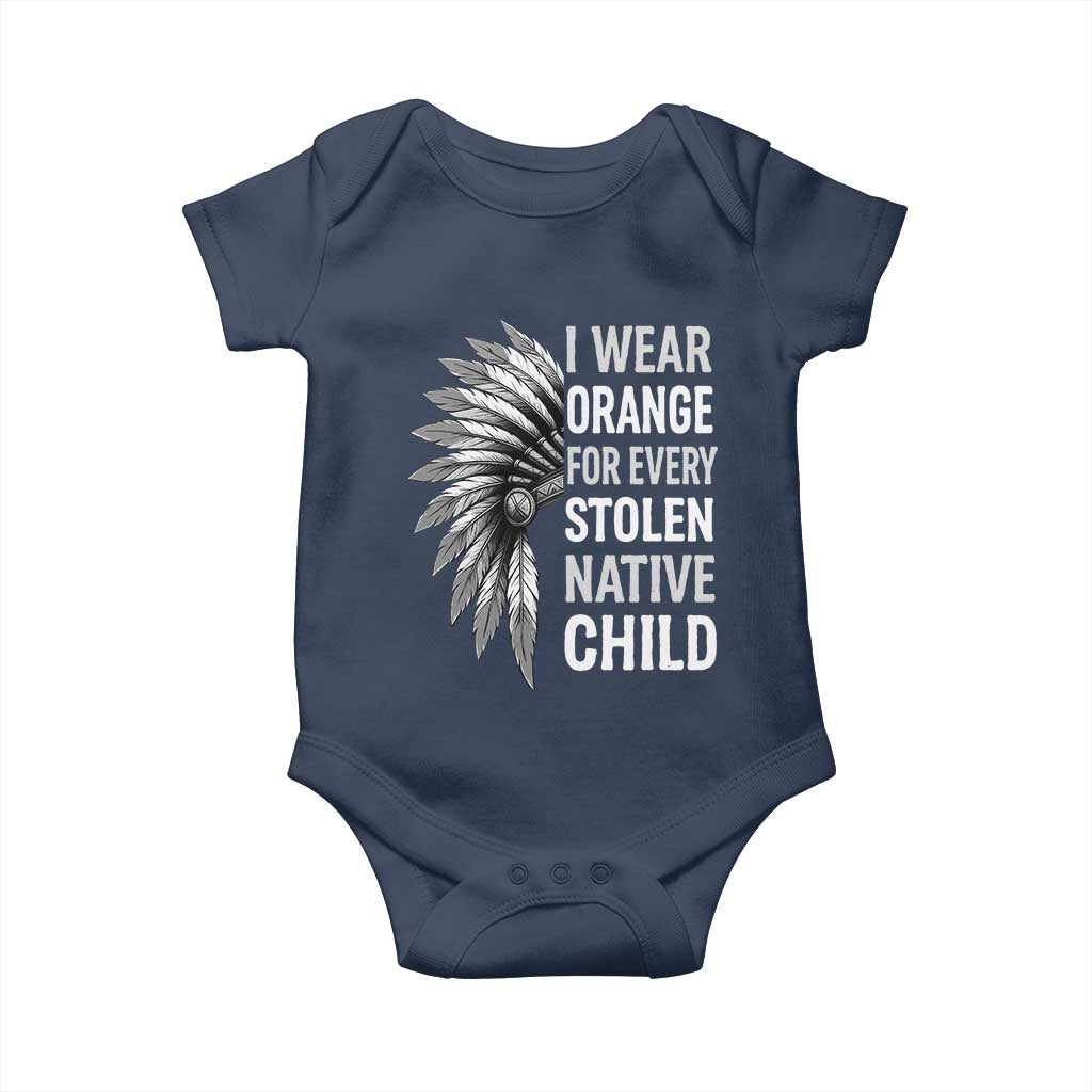 I Wear Orange For Every Stolen Native Child Baby Onesie Orange Day TS10 Navy Print Your Wear