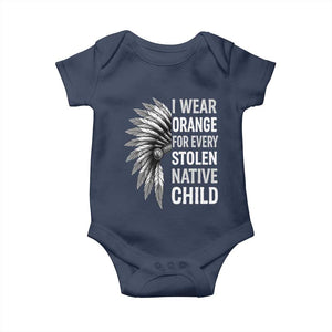I Wear Orange For Every Stolen Native Child Baby Onesie Orange Day TS10 Navy Print Your Wear