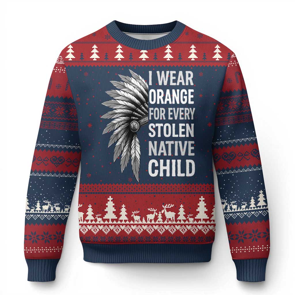 I Wear Orange For Every Stolen Native Child Ugly Christmas Sweater Orange Day TS10 Navy Red Print Your Wear