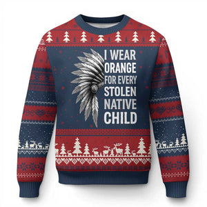 I Wear Orange For Every Stolen Native Child Ugly Christmas Sweater Orange Day TS10 Navy Red Print Your Wear