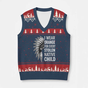 I Wear Orange For Every Stolen Native Child V-Neck Knit Sweater Vest Orange Day TS10 Navy Red Print Your Wear
