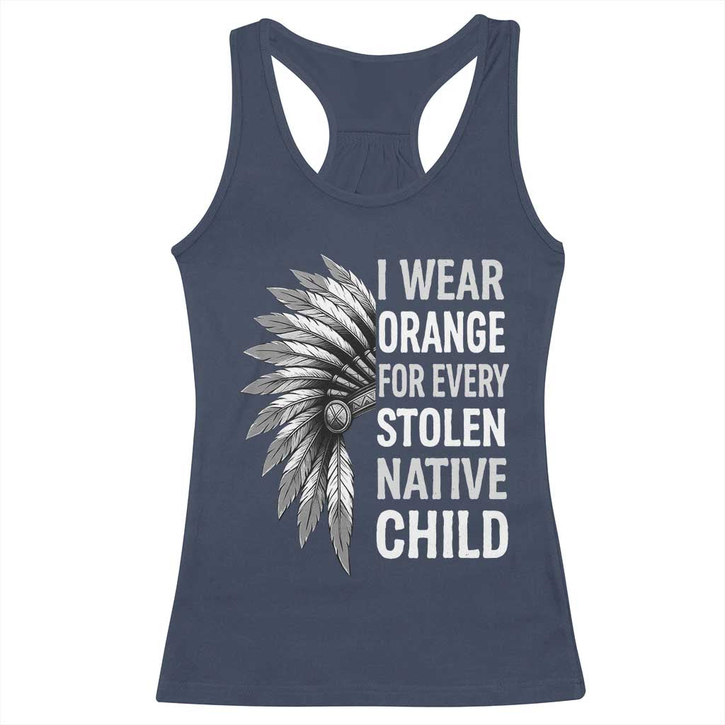 I Wear Orange For Every Stolen Native Child Racerback Tank Top Orange Day TS10 Navy Print Your Wear
