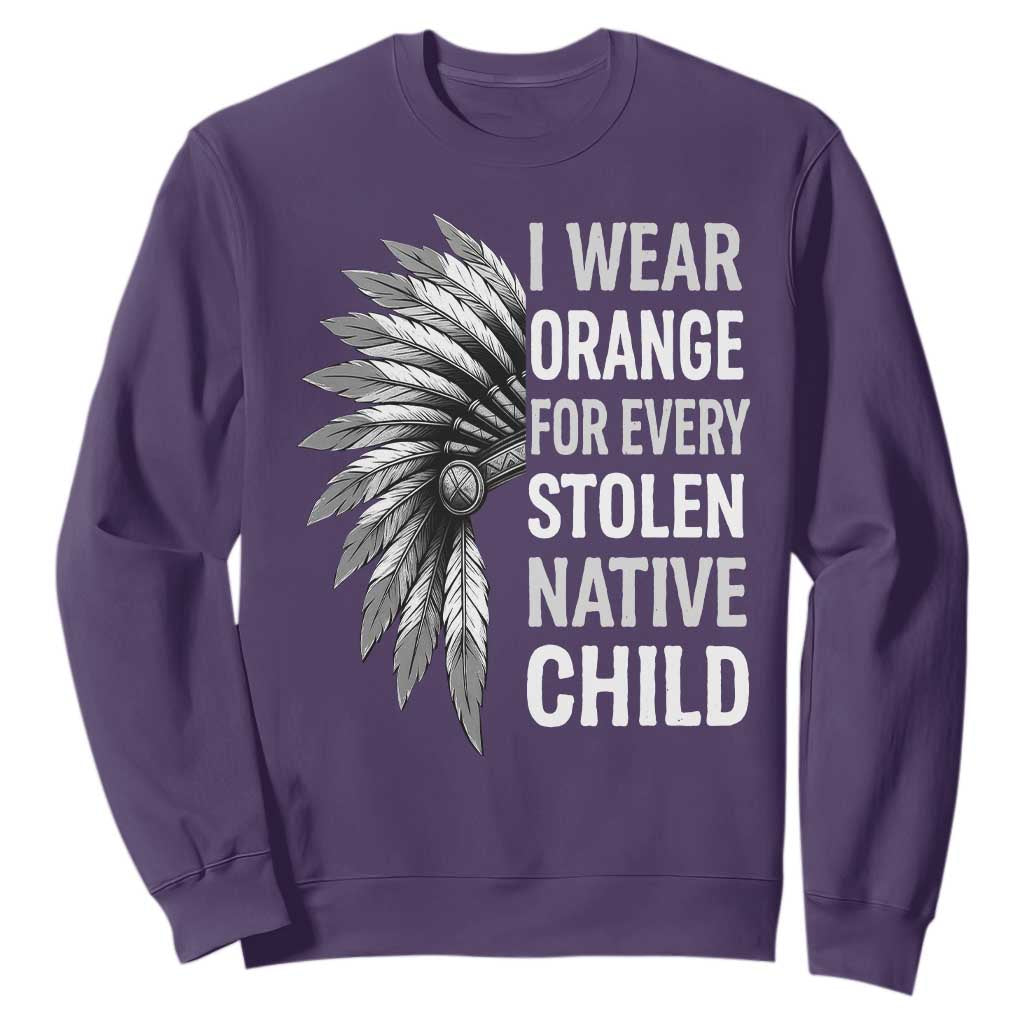 I Wear Orange For Every Stolen Native Child Sweatshirt Orange Day TS10 Purple Print Your Wear