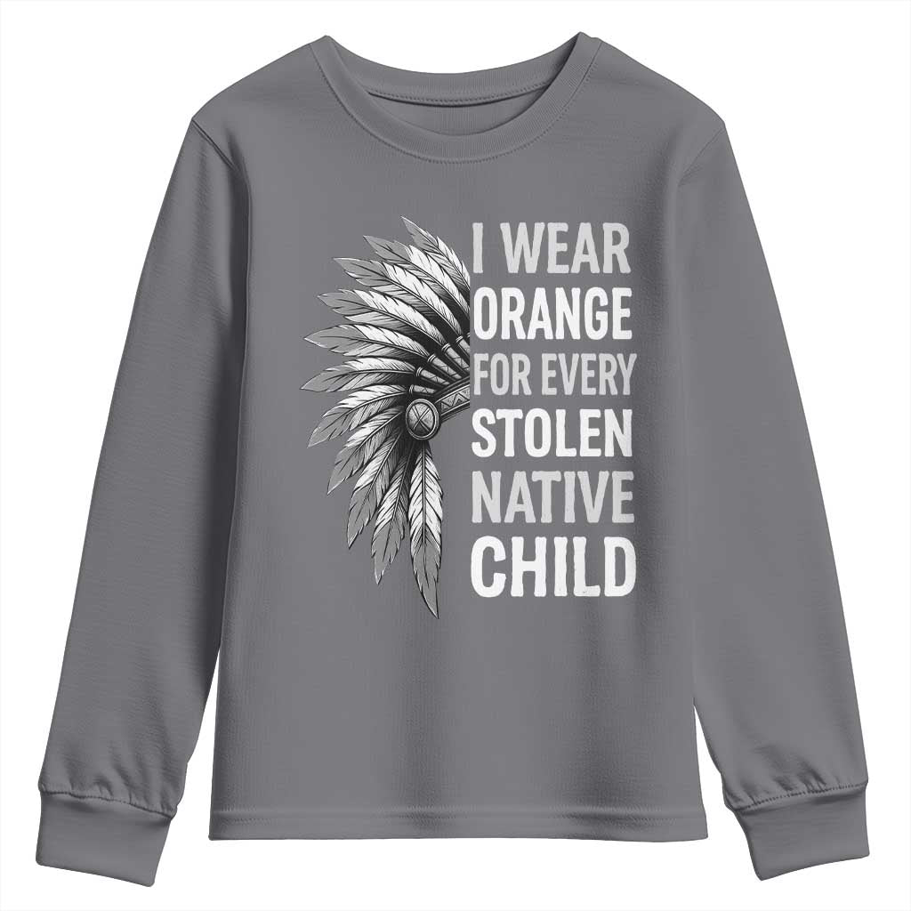 I Wear Orange For Every Stolen Native Child Youth Sweatshirt Orange Day TS10 Charcoal Print Your Wear
