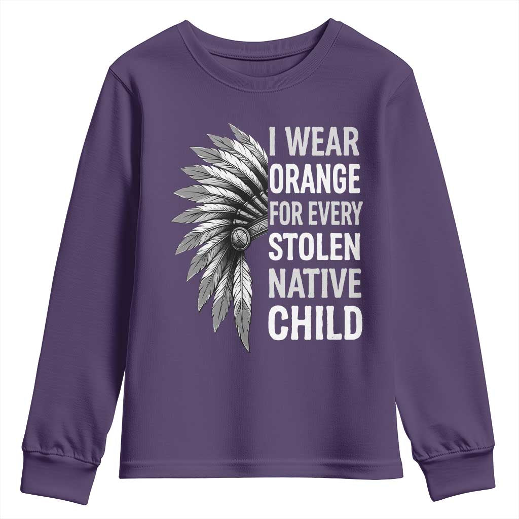 I Wear Orange For Every Stolen Native Child Youth Sweatshirt Orange Day TS10 Purple Print Your Wear