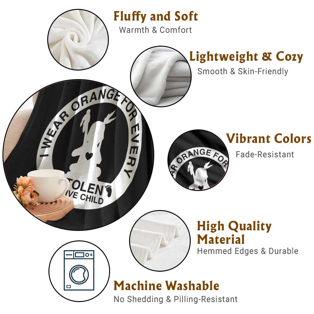 I Wear Orange For Every Stolen American Native Child Throw Blanket Bring Our Children Home Orange Day TS10 Print Your Wear