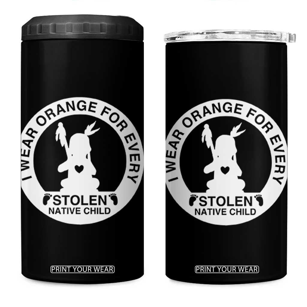 I Wear Orange For Every Stolen American Native Child 4 in 1 Can Cooler Tumbler Bring Our Children Home Orange Day TS10 One Size: 16 oz Black Print Your Wear