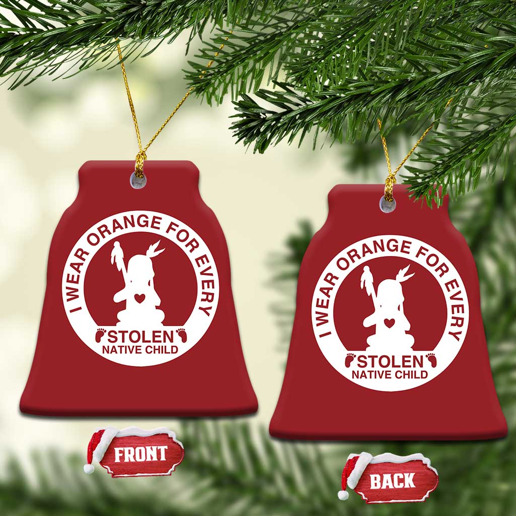 I Wear Orange For Every Stolen American Native Child Christmas Ornament Bring Our Children Home Orange Day TS10 Bell Flake Red Print Your Wear