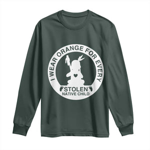 I Wear Orange For Every Stolen American Native Child Long Sleeve Shirt Bring Our Children Home Orange Day TS10 Dark Forest Green Print Your Wear