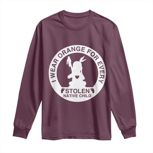 I Wear Orange For Every Stolen American Native Child Long Sleeve Shirt Bring Our Children Home Orange Day TS10 Maroon Print Your Wear
