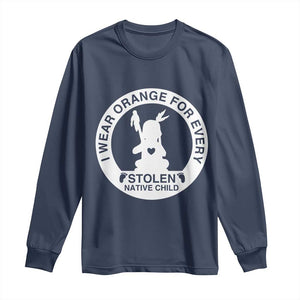 I Wear Orange For Every Stolen American Native Child Long Sleeve Shirt Bring Our Children Home Orange Day TS10 Navy Print Your Wear