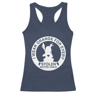 I Wear Orange For Every Stolen American Native Child Racerback Tank Top Bring Our Children Home Orange Day TS10 Navy Print Your Wear